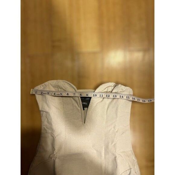 PLT NWT Sand Neutral Plunge Asymmetrical Midi Dress Old Money Quiet Luxury Chic - Picture 8 of 12